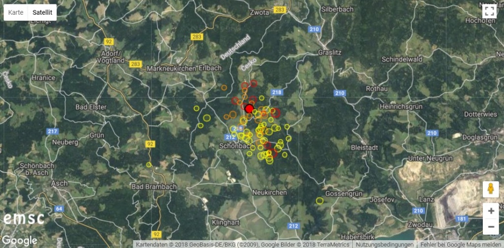 Erdbeben im Vogtland. © EMSC Vulkane Net Newsblog