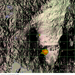 Kleine thermische Anomali am Nyamuragira. Das große signal stamm vom nyiragongo. © MODVOLC