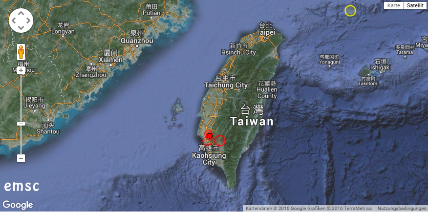 Erdbeben in Taiwan. © EMSC